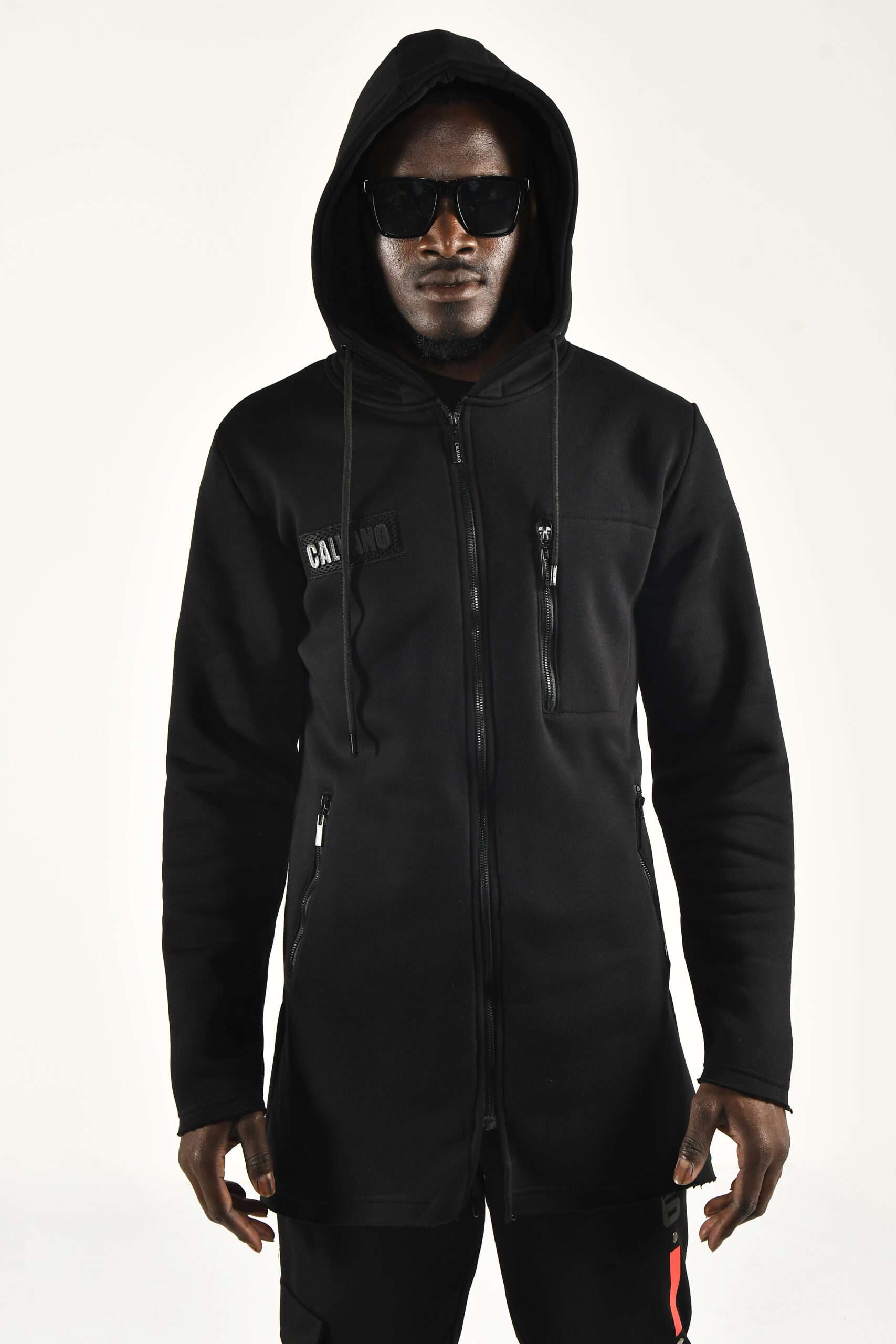 Men's Black Longline Zip Up Hoodie Sleek and Stylish Streetwear Essential