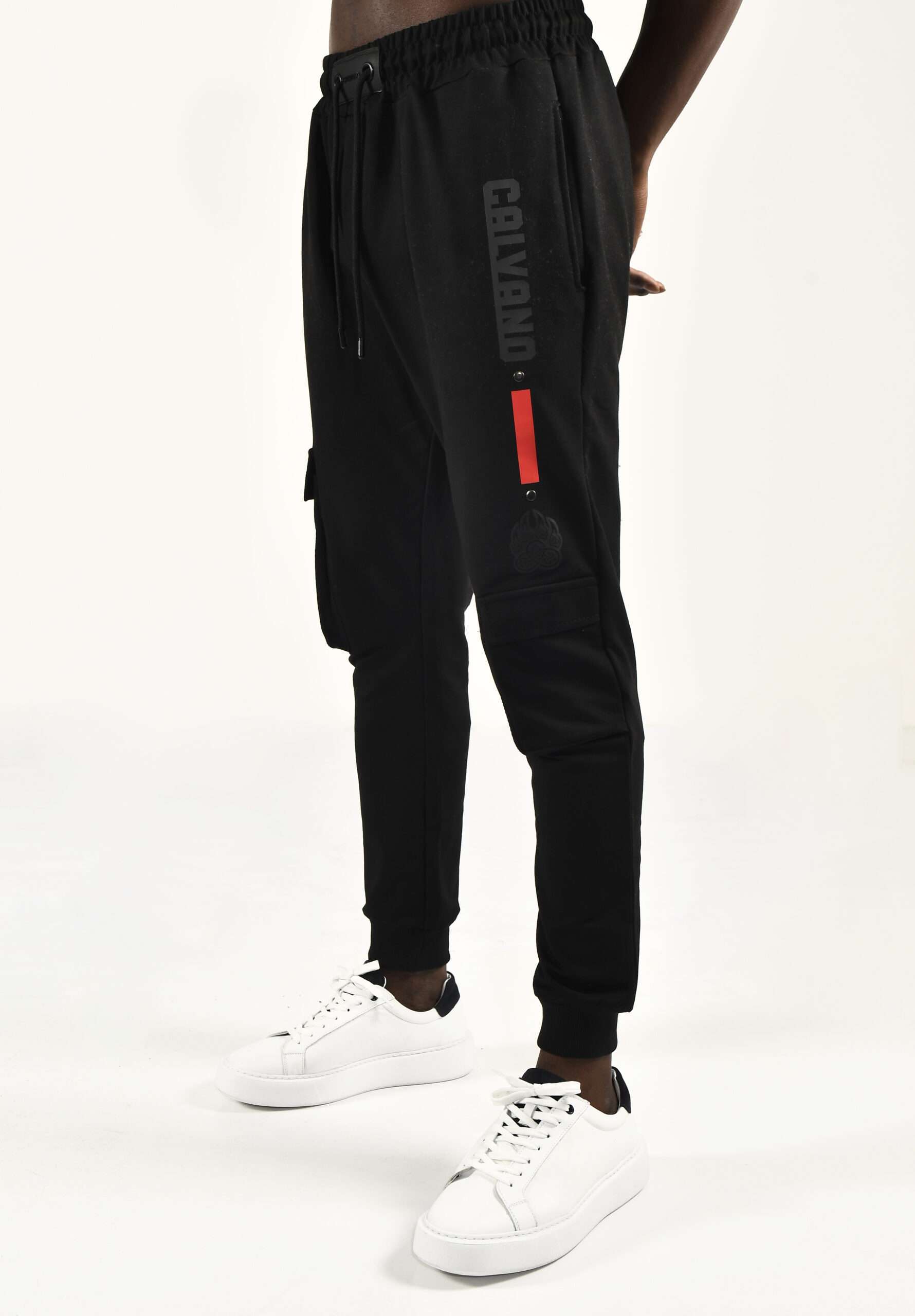 Calvano Men's Black Cargo Jogger Pants Stylish and Functional Urban Streetwear