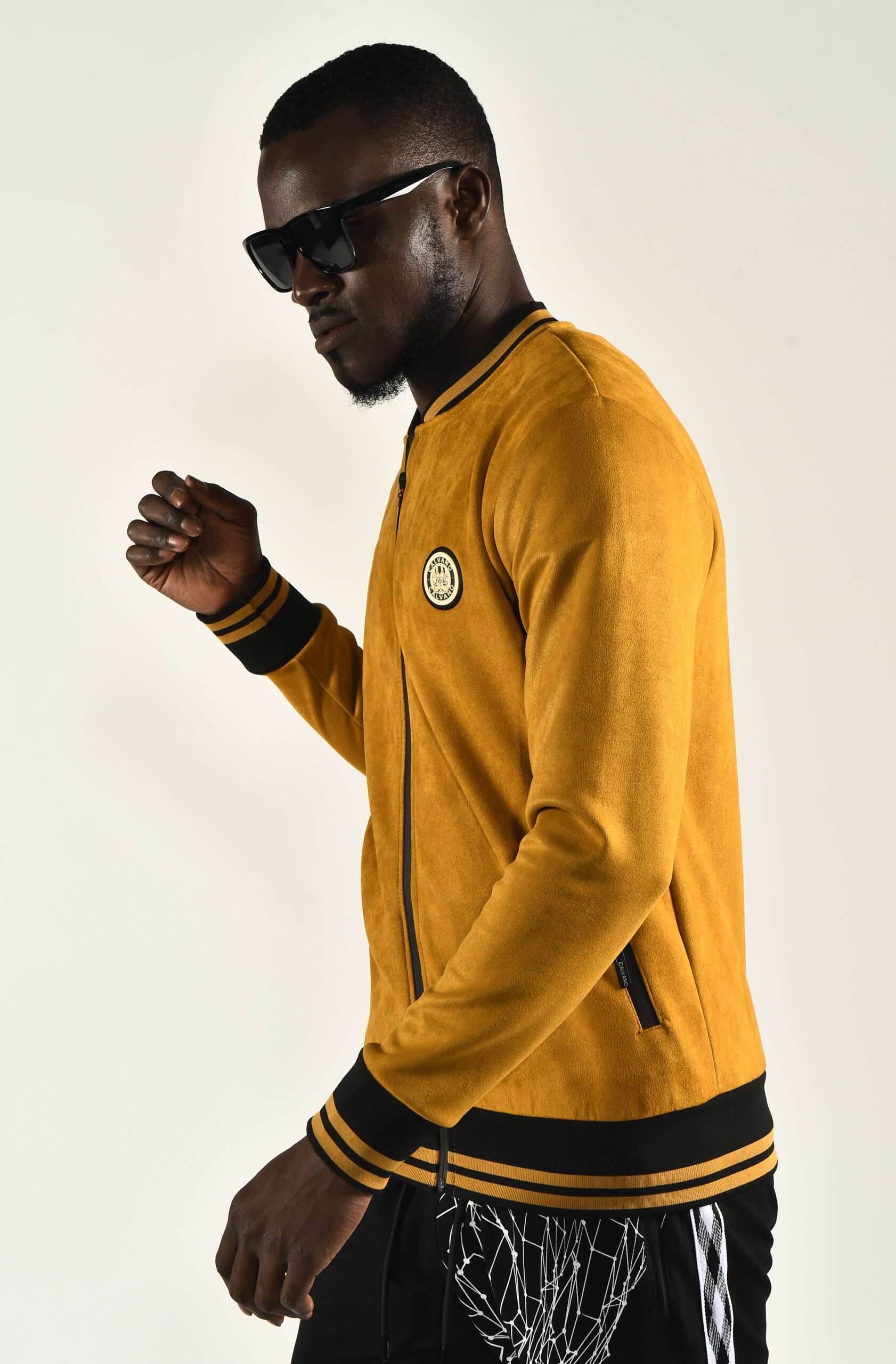 Elevate Your Style with a Mustard Suede Bomber Jacket for Men - Image 2