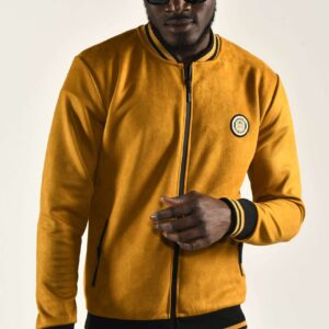 Elevate Your Style with a Mustard Suede Bomber Jacket for Men