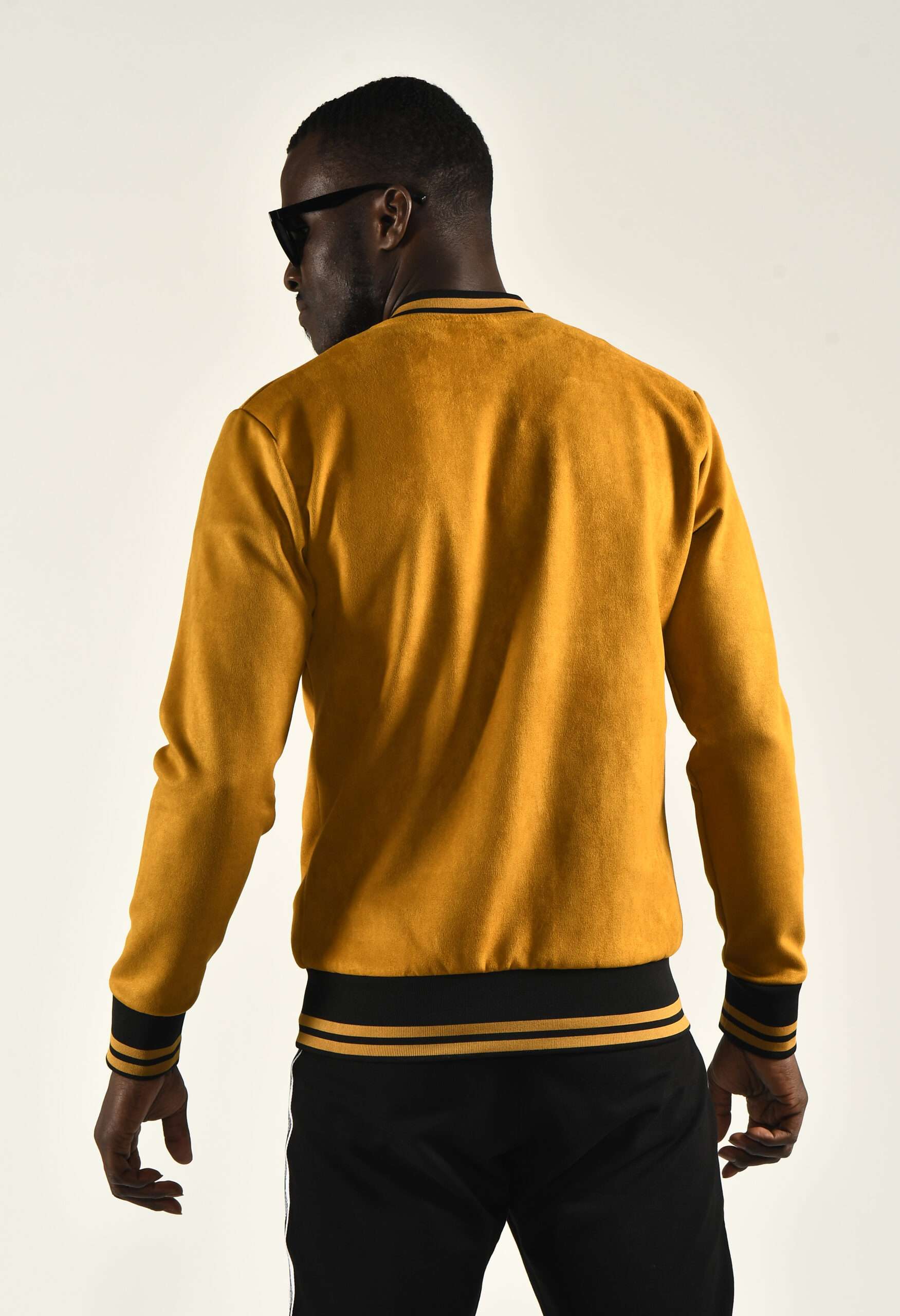 Elevate Your Style with a Mustard Suede Bomber Jacket for Men - Image 4