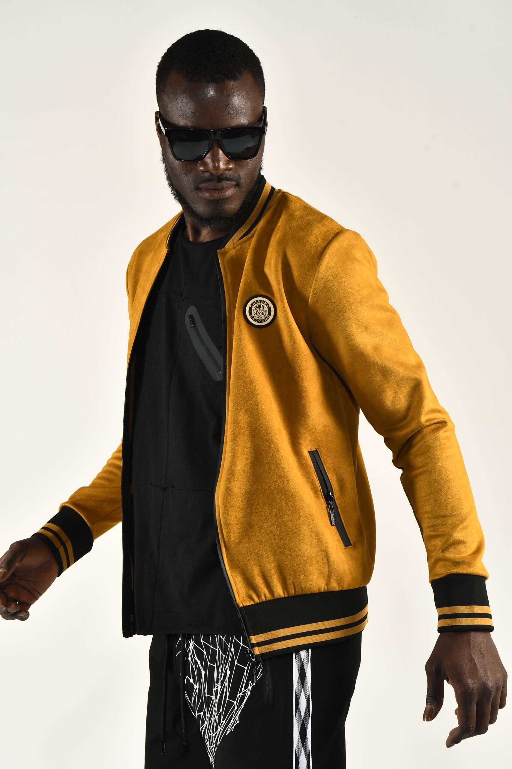 Elevate Your Style with a Mustard Suede Bomber Jacket for Men - Image 5
