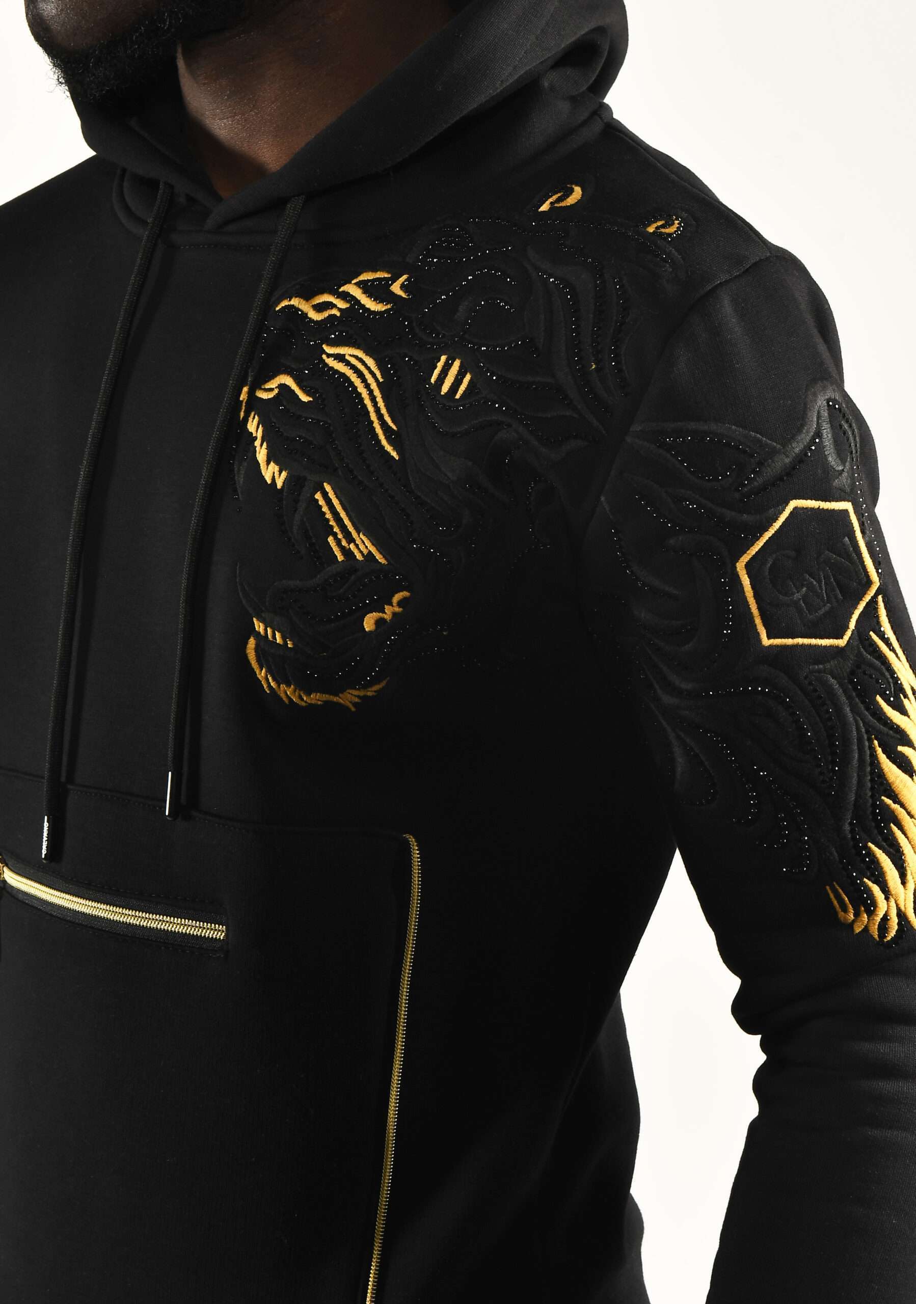 Men's Black Hoodie with Tiger Design Bold Style and Comfort - Image 6