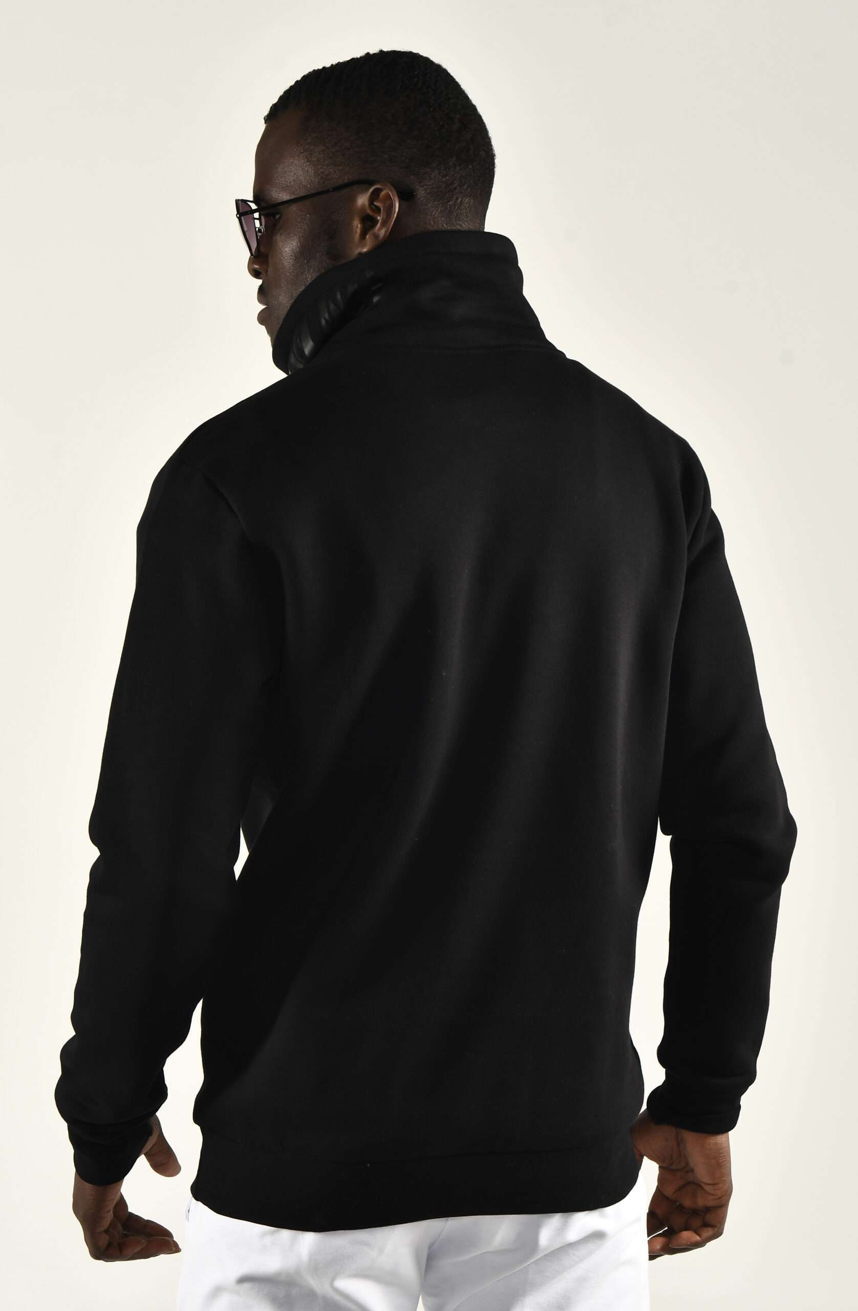 Sleek Men's Black Track Top with High Collar Ultimate Urban Style - Image 4