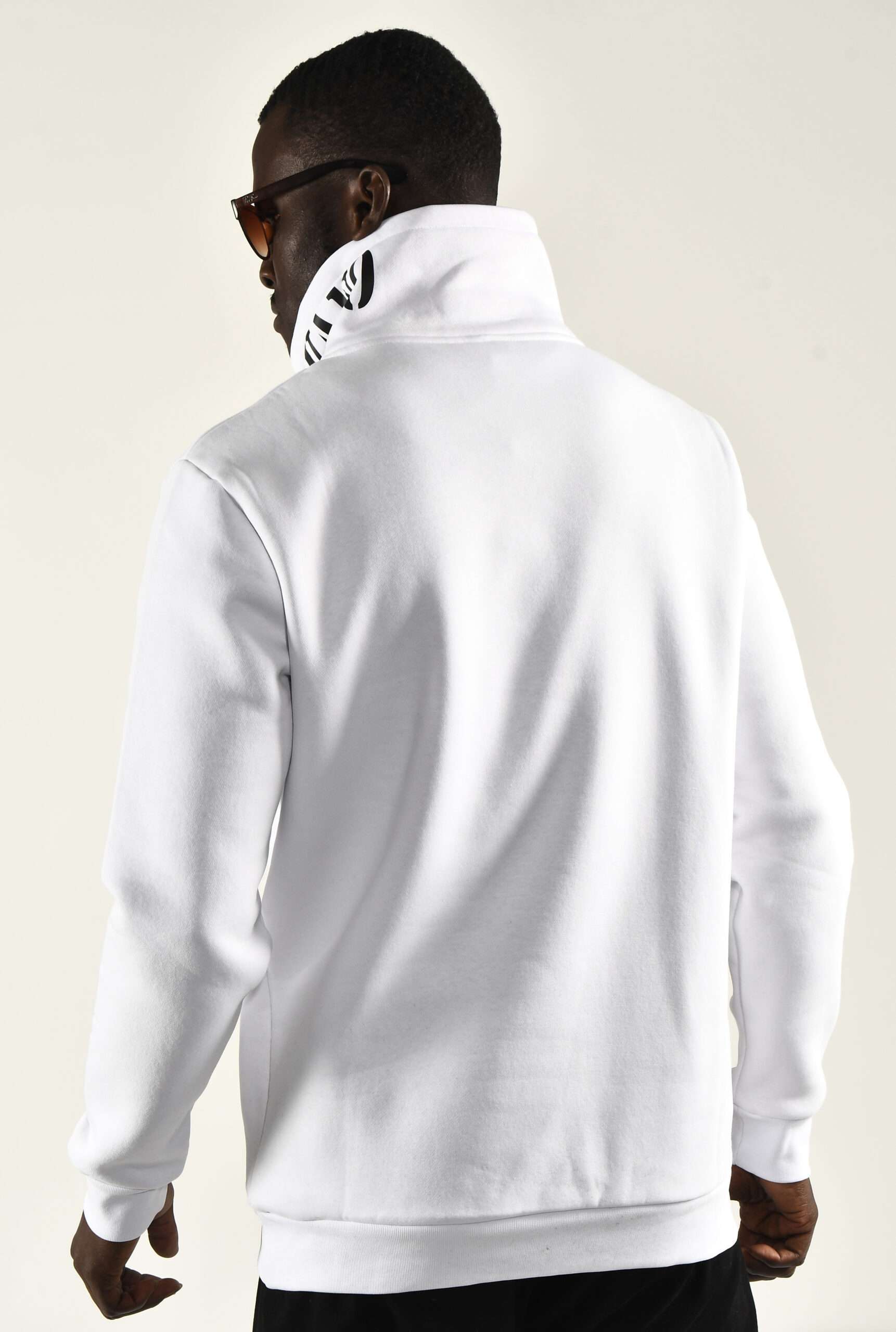 Men's White Track Top with High Collar Stylish and Comfortable Outerwear - Image 4