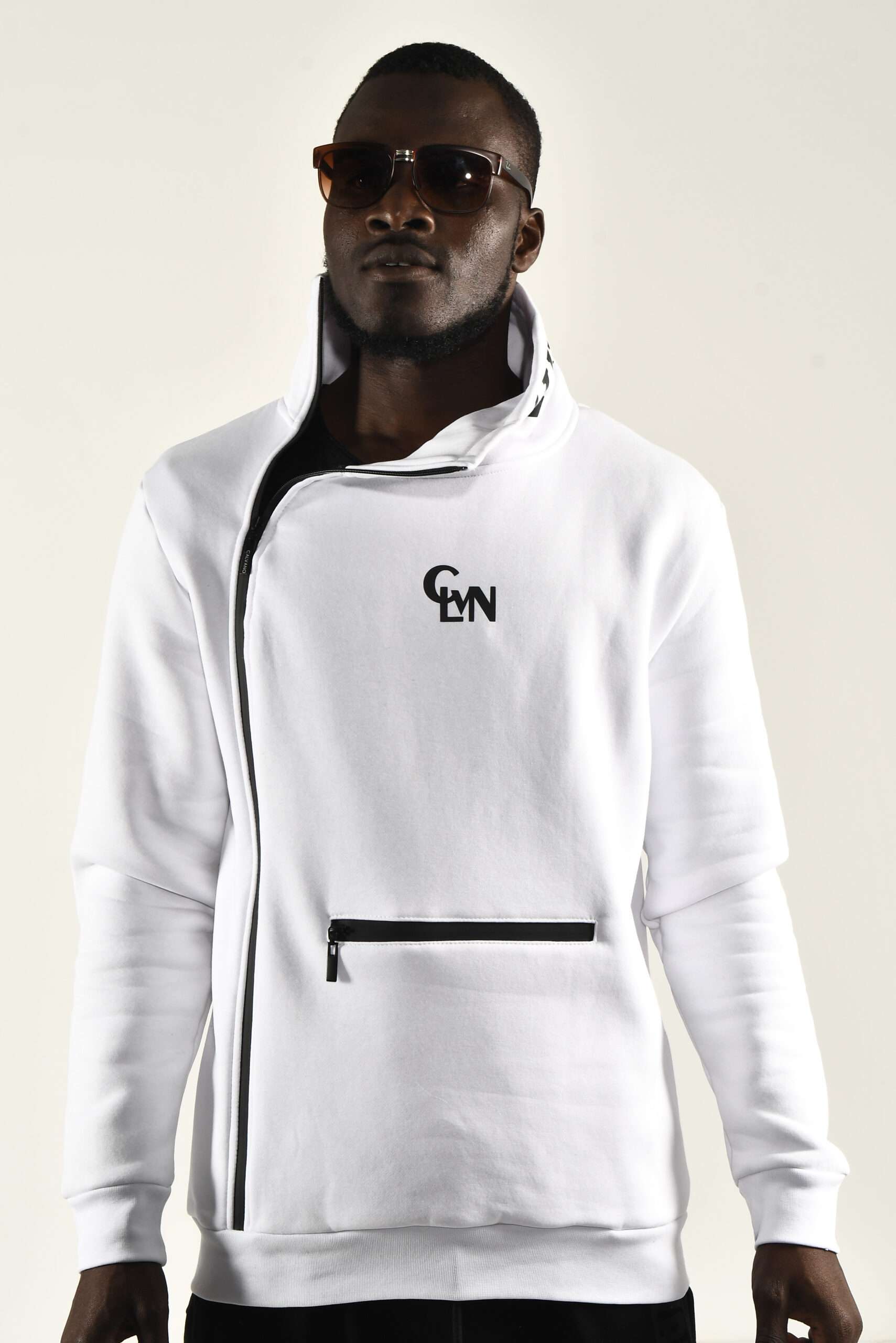 Men's White Track Top with High Collar Stylish and Comfortable Outerwear - Image 5