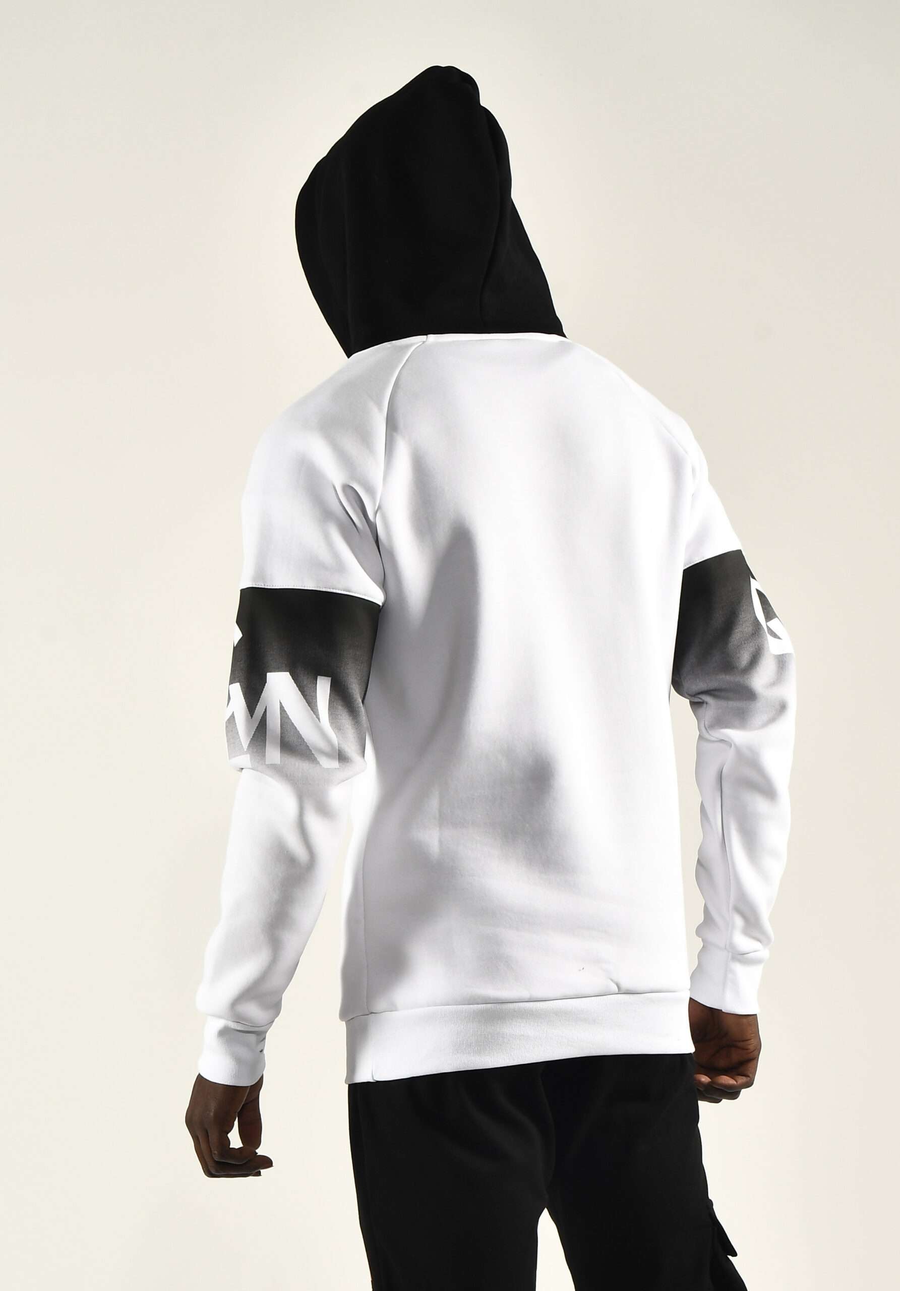 Modern Men's White Hoodie with Black Accents Stylish and Comfortable - Image 6