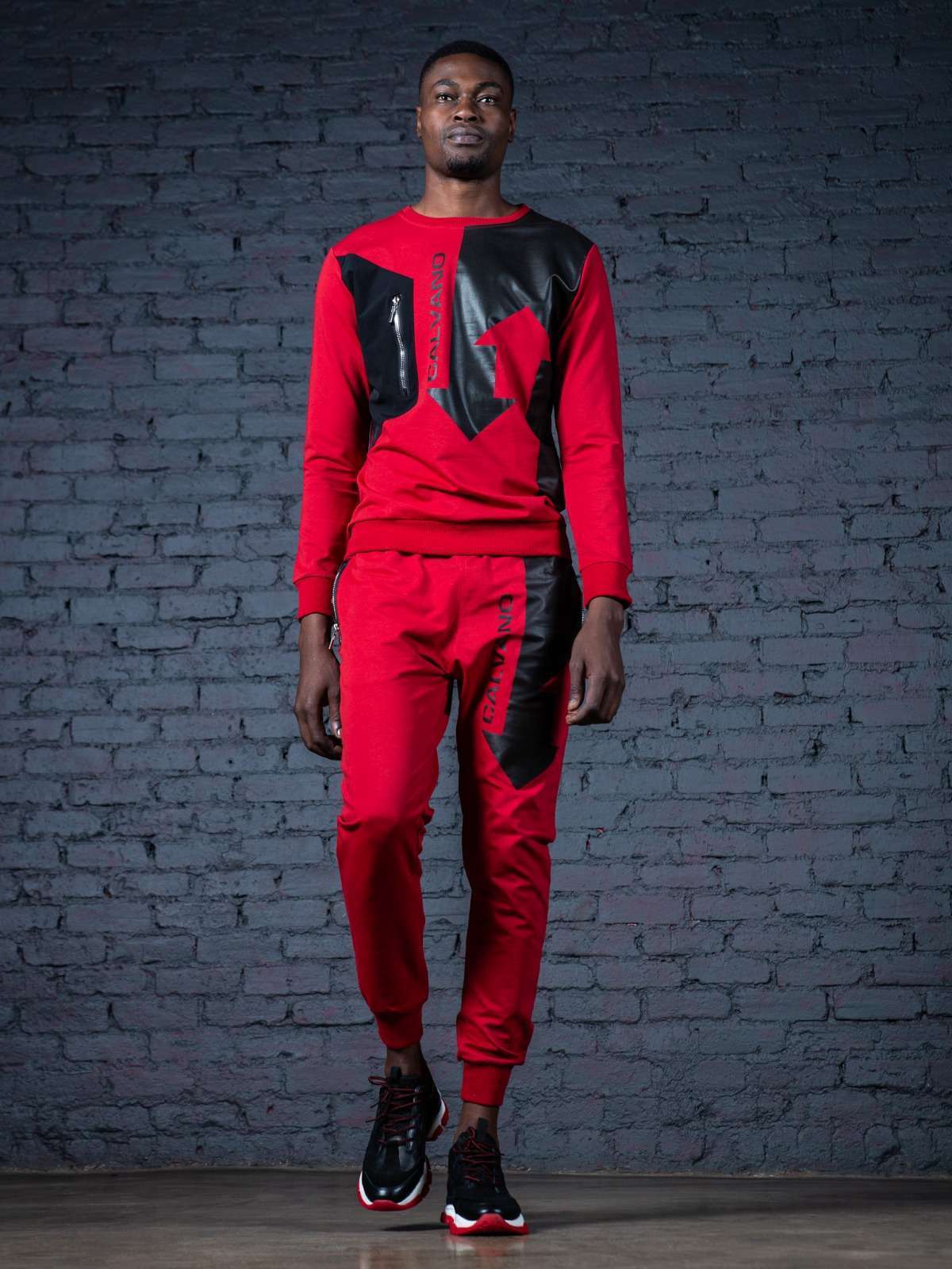 Calvano Men's Red and Black Tracksuit Bold Streetwear for Confident Style - Image 2