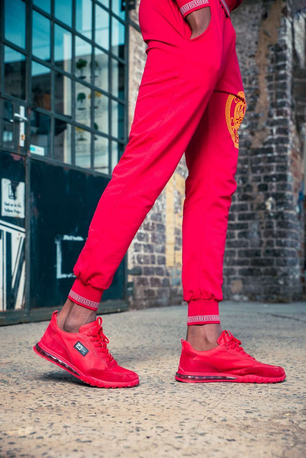 Calvano Men's Red and Gold Tracksuit Luxurious Urban Fashion for a Bold Statement - Image 2