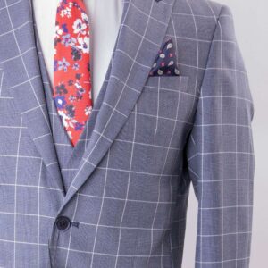 Classic Men's Windowpane Checkered Suit Timeless Elegance for Formal Occasion.