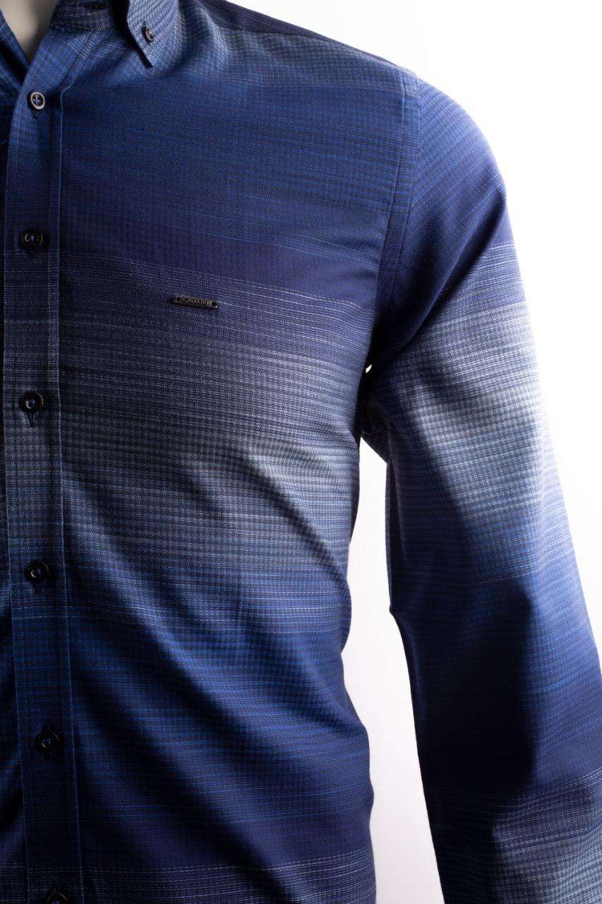 Sleek Navy Blue Gradient Men's Shirt for Casual and Formal Occasions - Image 3