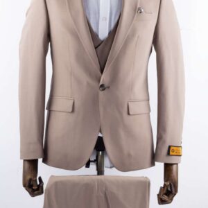 Elegant Men's Beige Three Piece Suit for Weddings and Formal Events