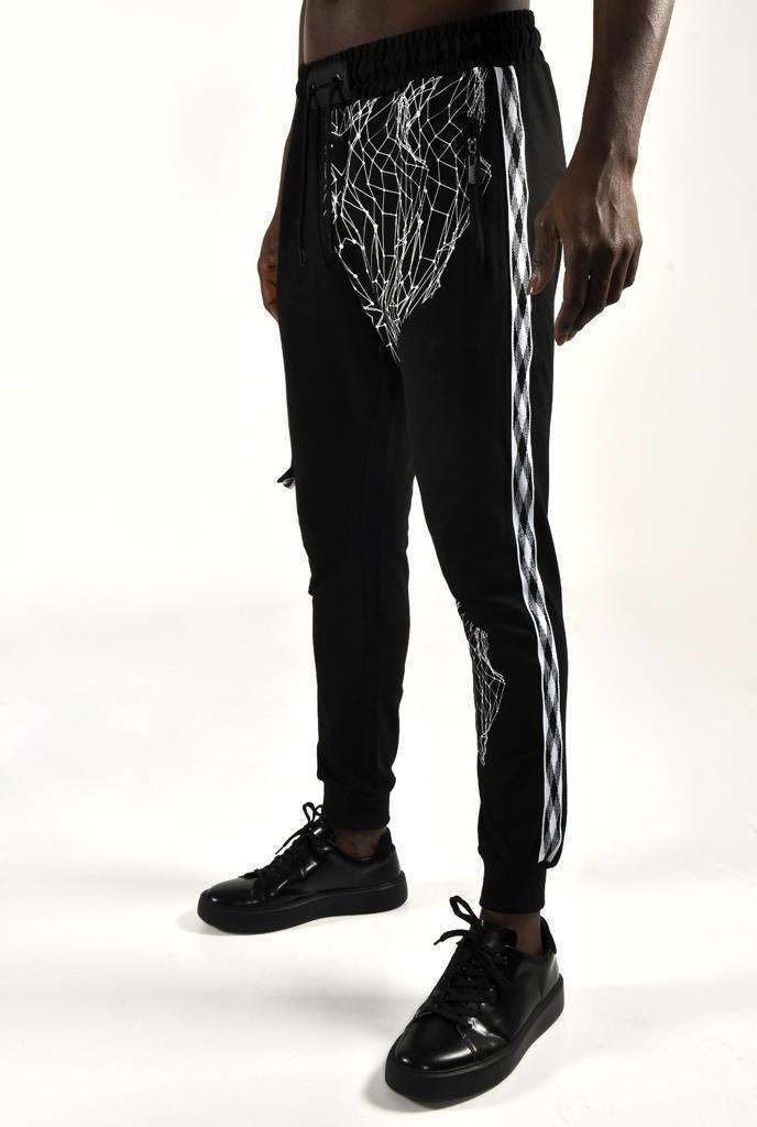 Calvano Men's Athletic Jogger Pants with Geometric Print Stylish and Comfortable Track Pants