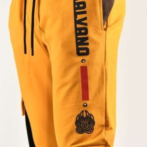 Calvano Men's Yellow Jogger Pants with Bold Logo and Bear Paw Design  Standout Streetwear Style