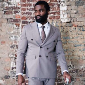 Stylish Light Gray Double Breasted Suit Modern Elegance for Formal Occasions