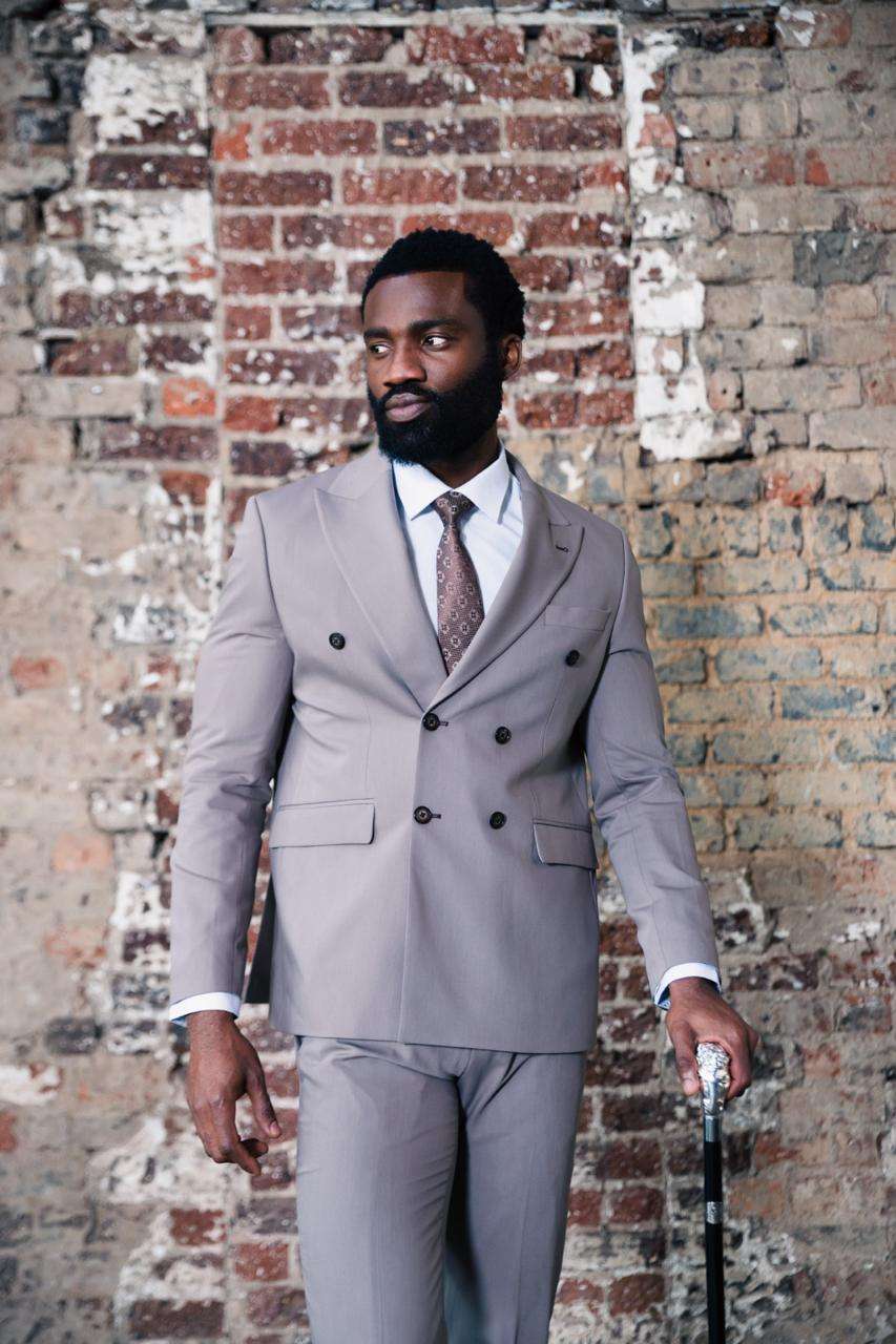 Stylish Light Gray Double Breasted Suit Modern Elegance for Formal Occasions